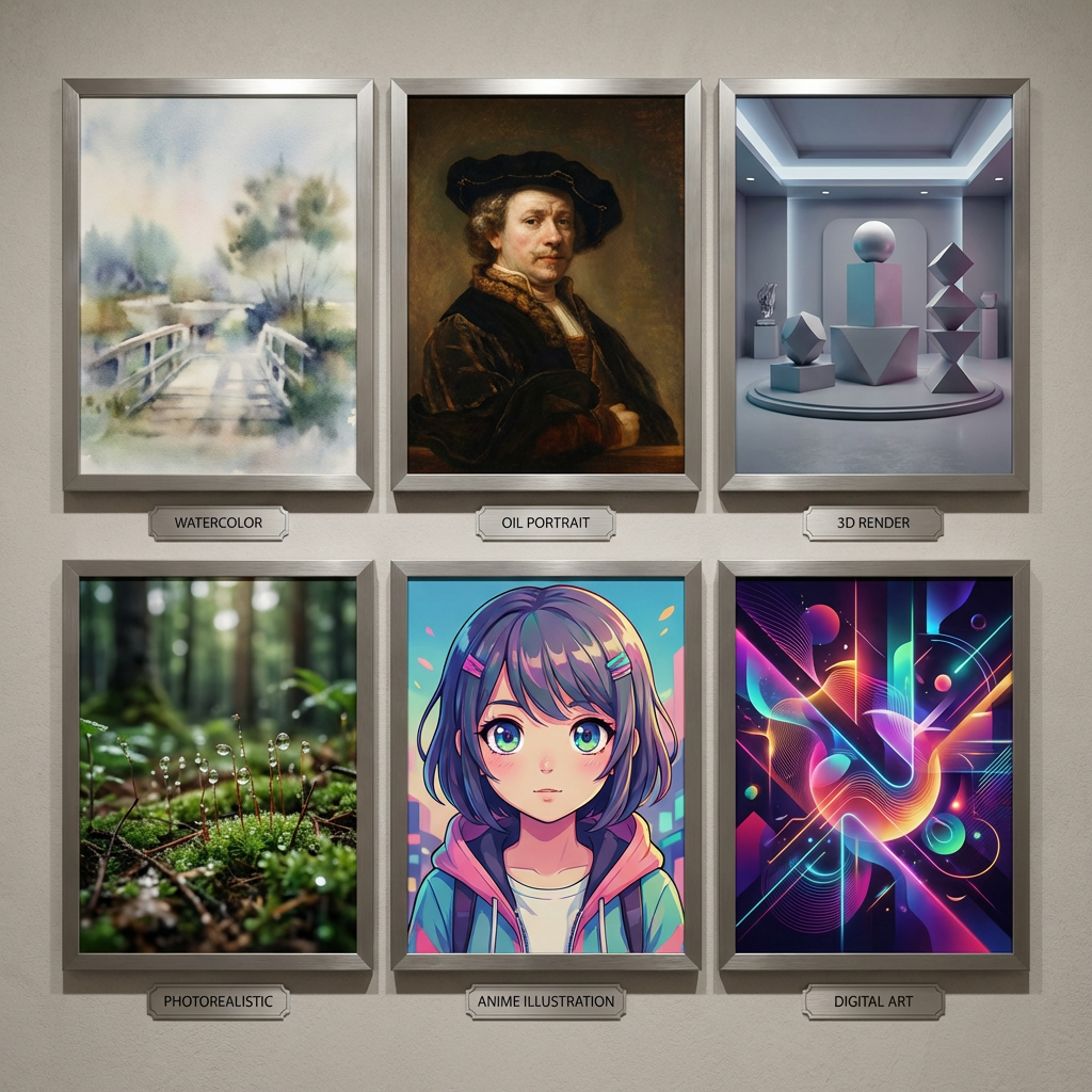 Multiple art styles generated by Nano Banana 2 AI model