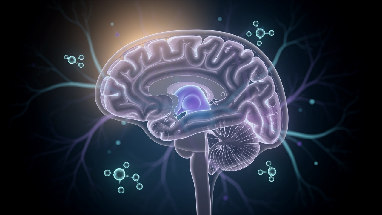 Brain anatomy showing sleep hormone regulation