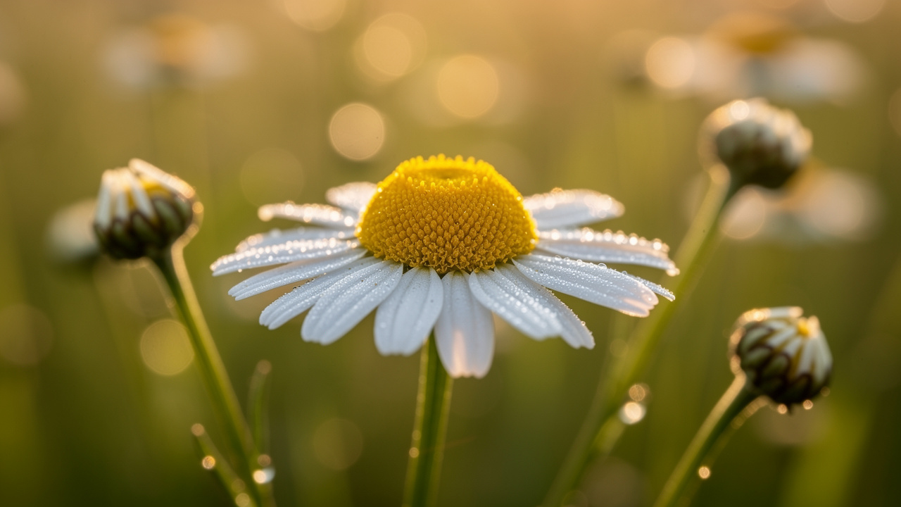 Chamomile flower containing natural apigenin compound