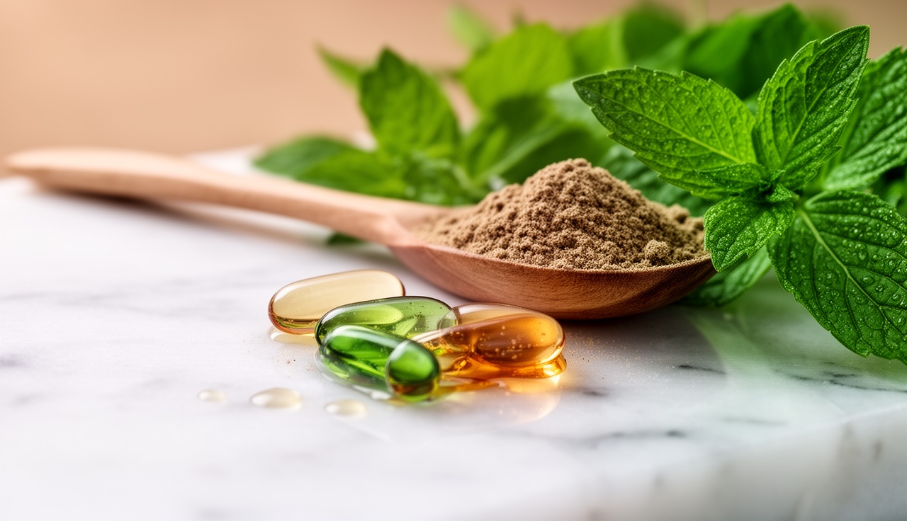 Different forms of natural sleep supplements displayed