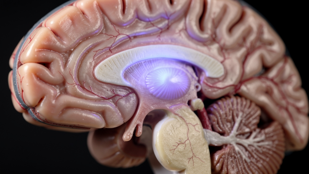 Brain anatomy showing pineal gland location