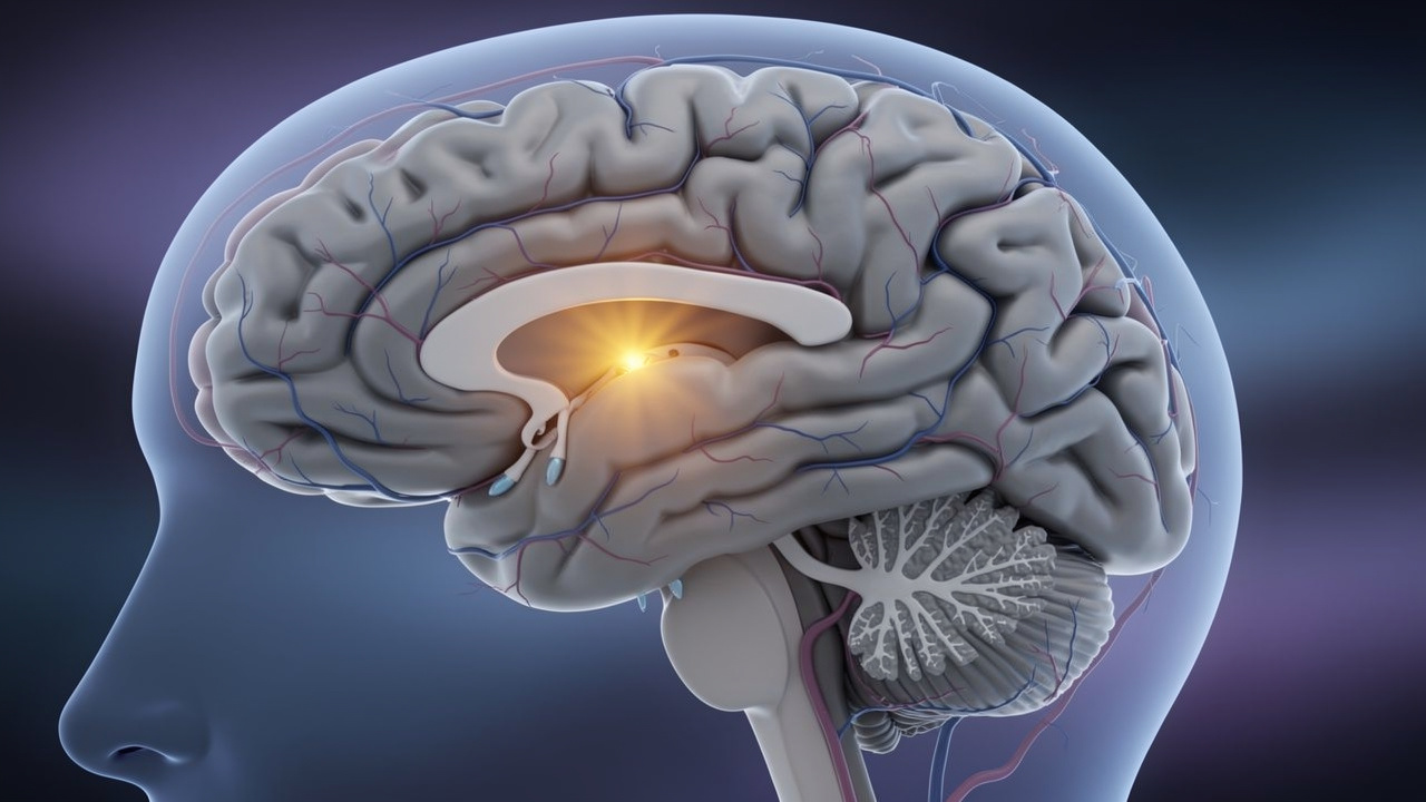 Brain anatomy showing pineal gland location