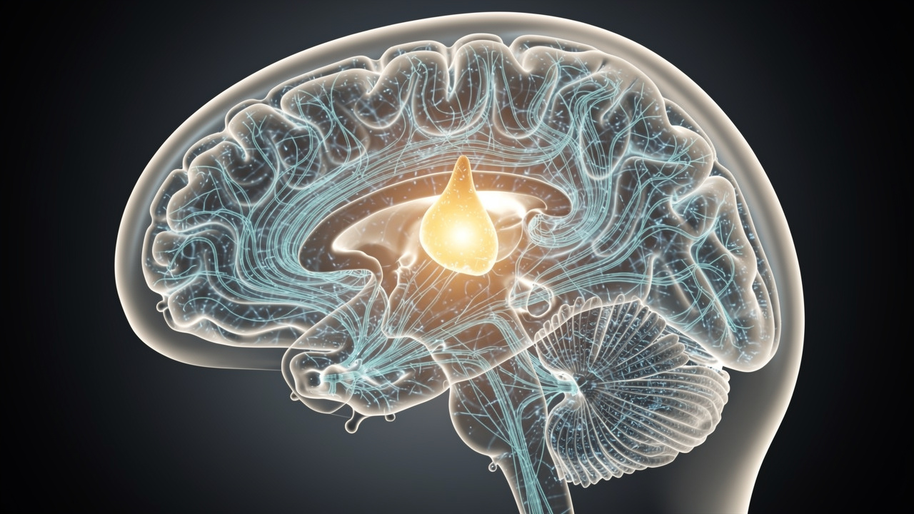 Brain showing pineal gland and circadian rhythm mechanism