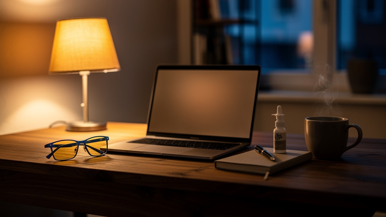 Organized evening routine setup with sleep preparation essentials