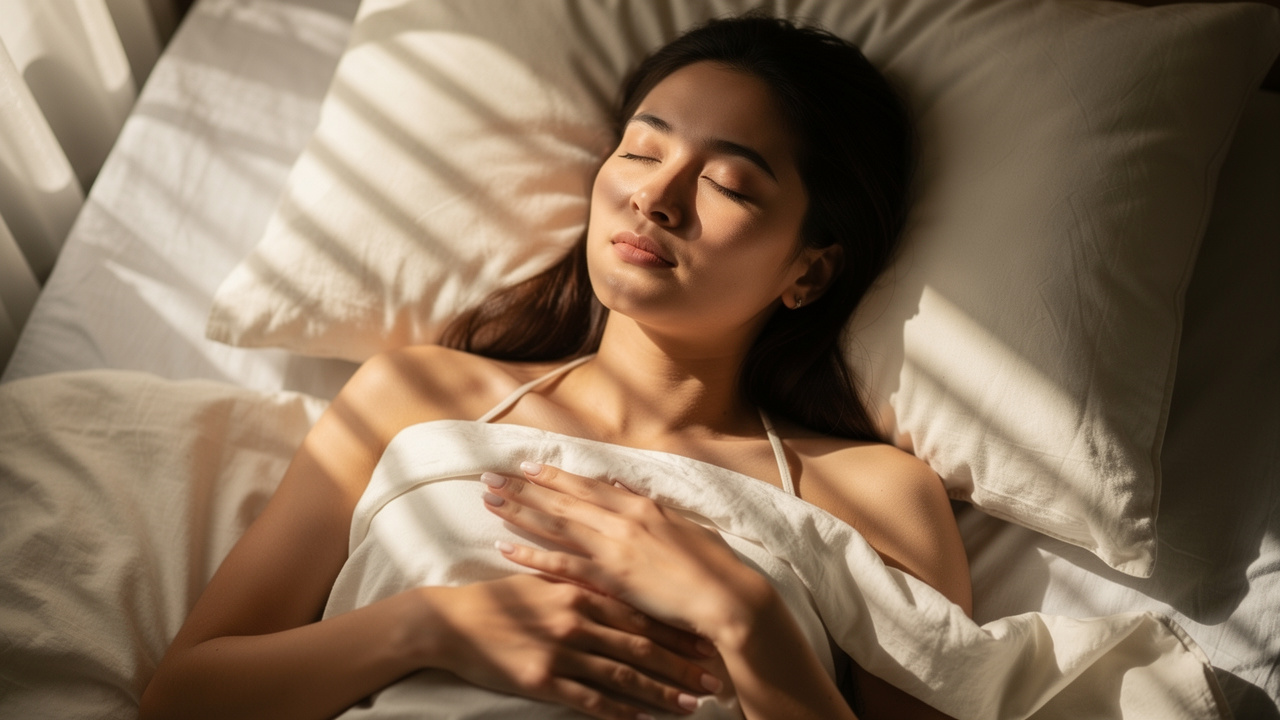 Person sleeping peacefully with relaxed expression