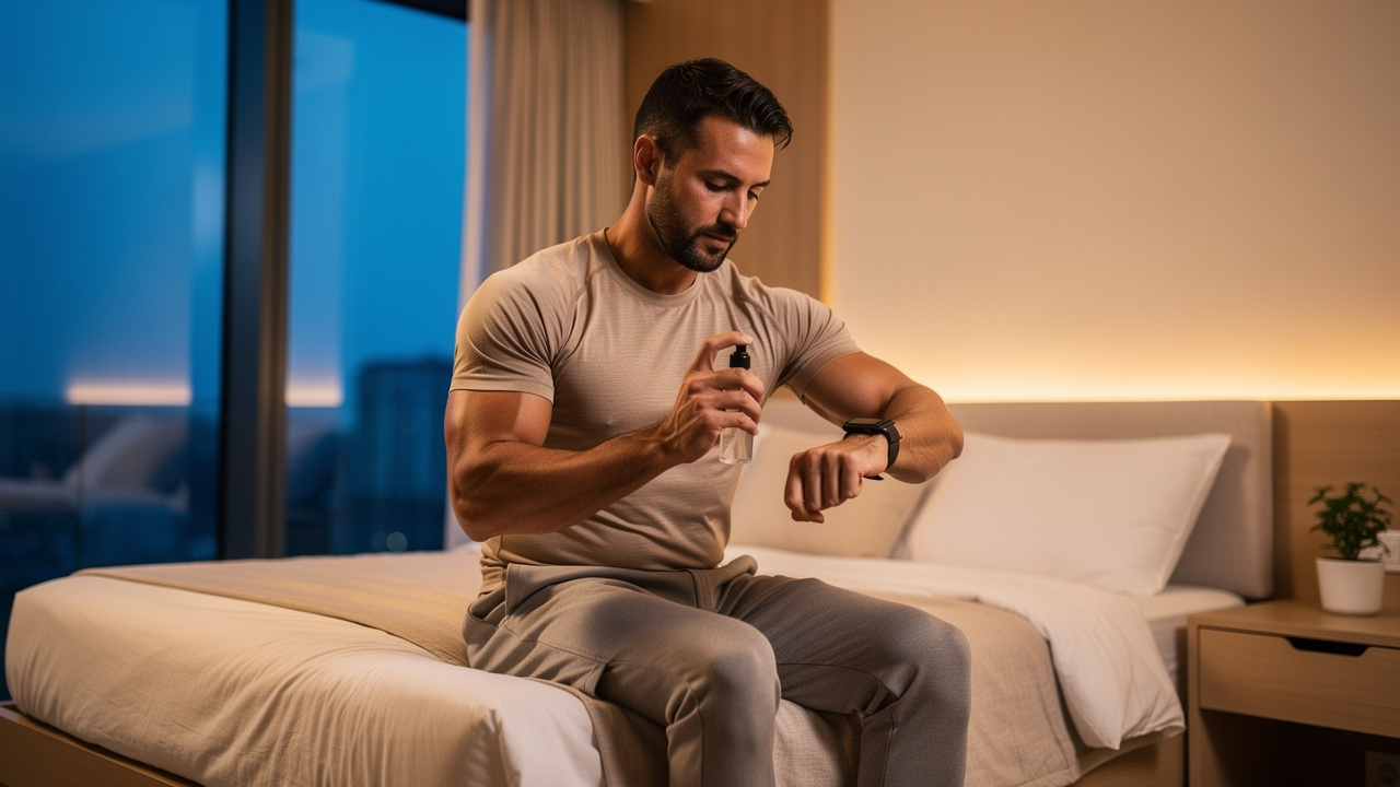 Athlete preparing for sleep with recovery routine