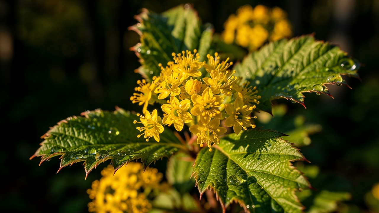 Berberis aristata plant with yellow flowers in natural habitat