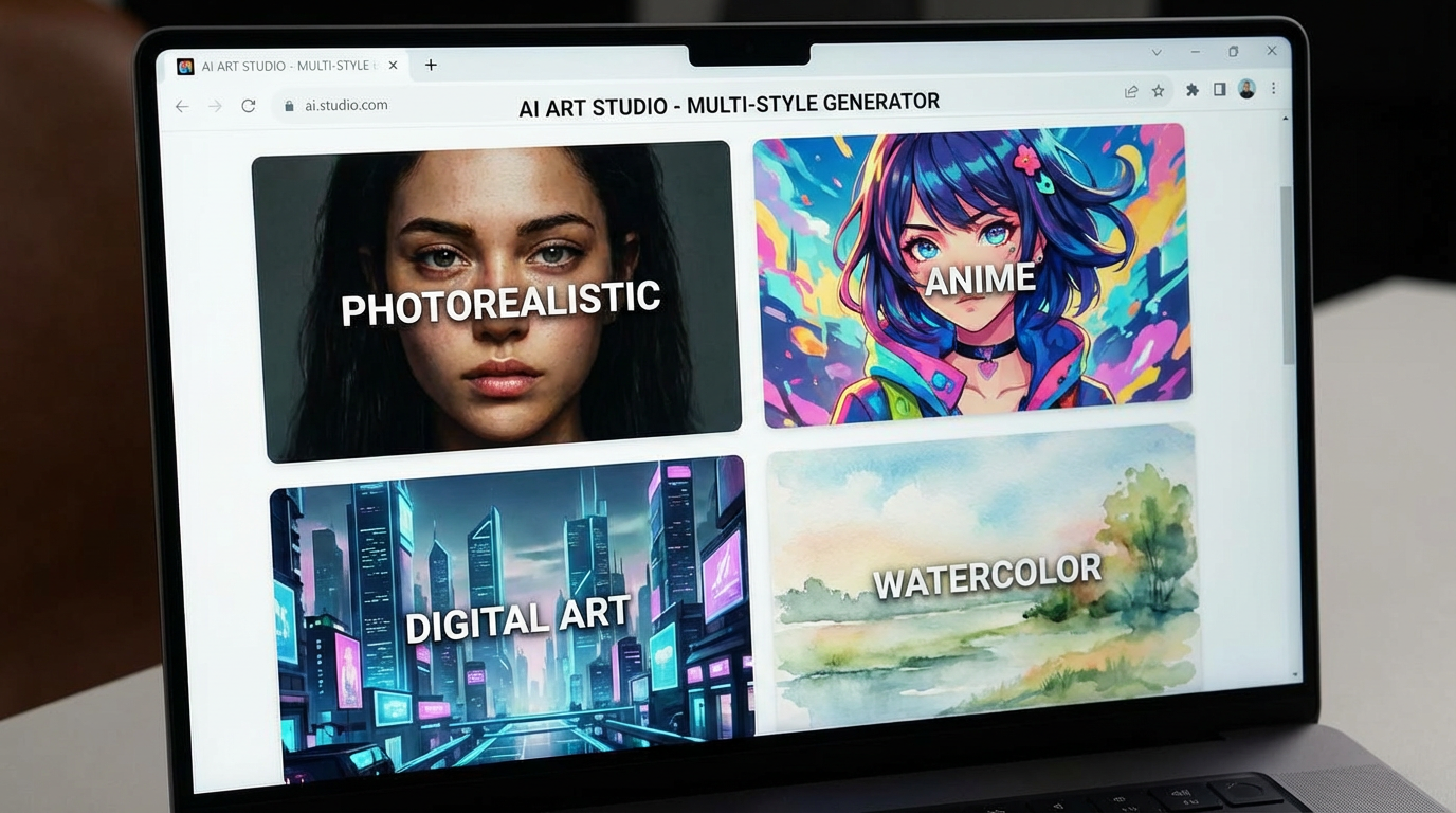 Multiple AI art styles generated in one simple web platform