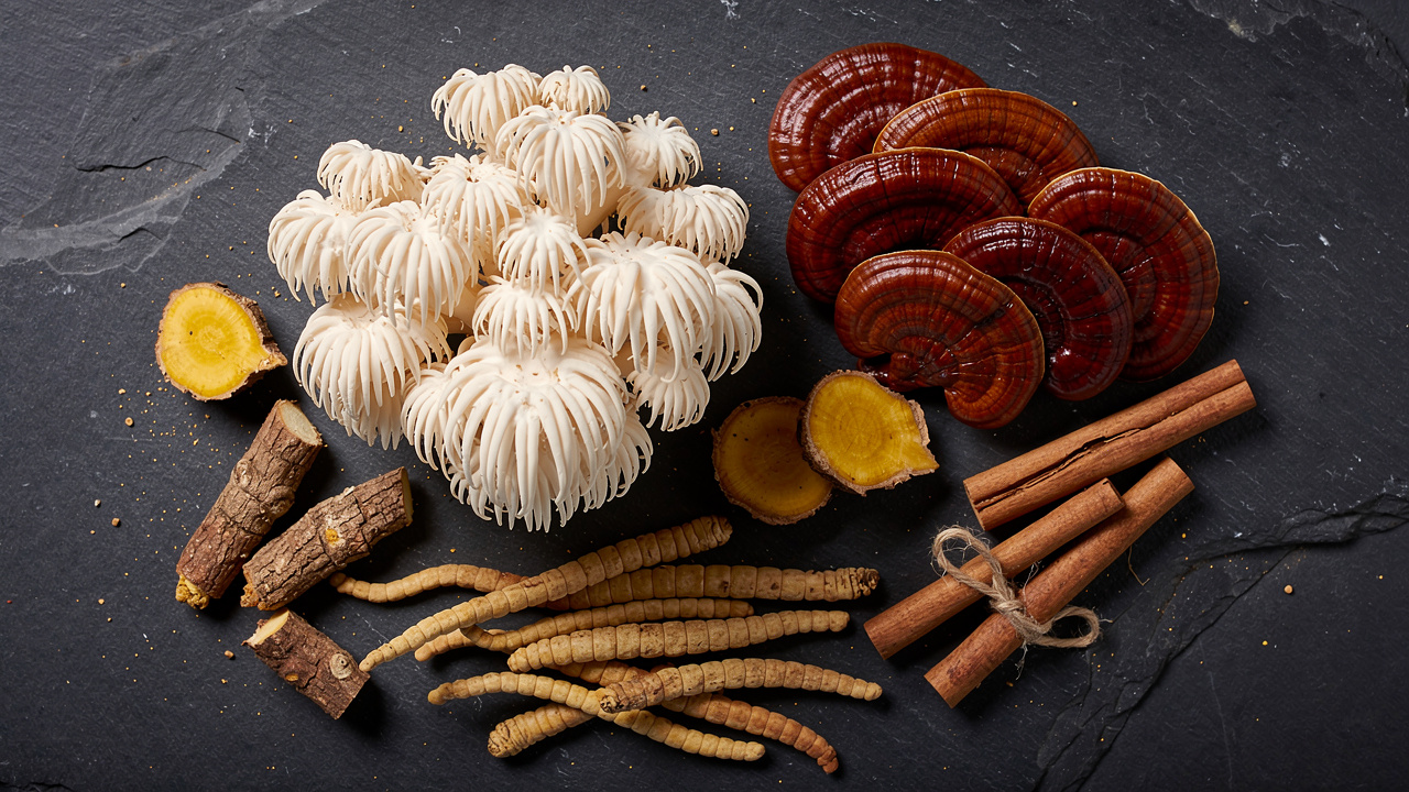 Medicinal mushrooms and berberine supplement ingredients together