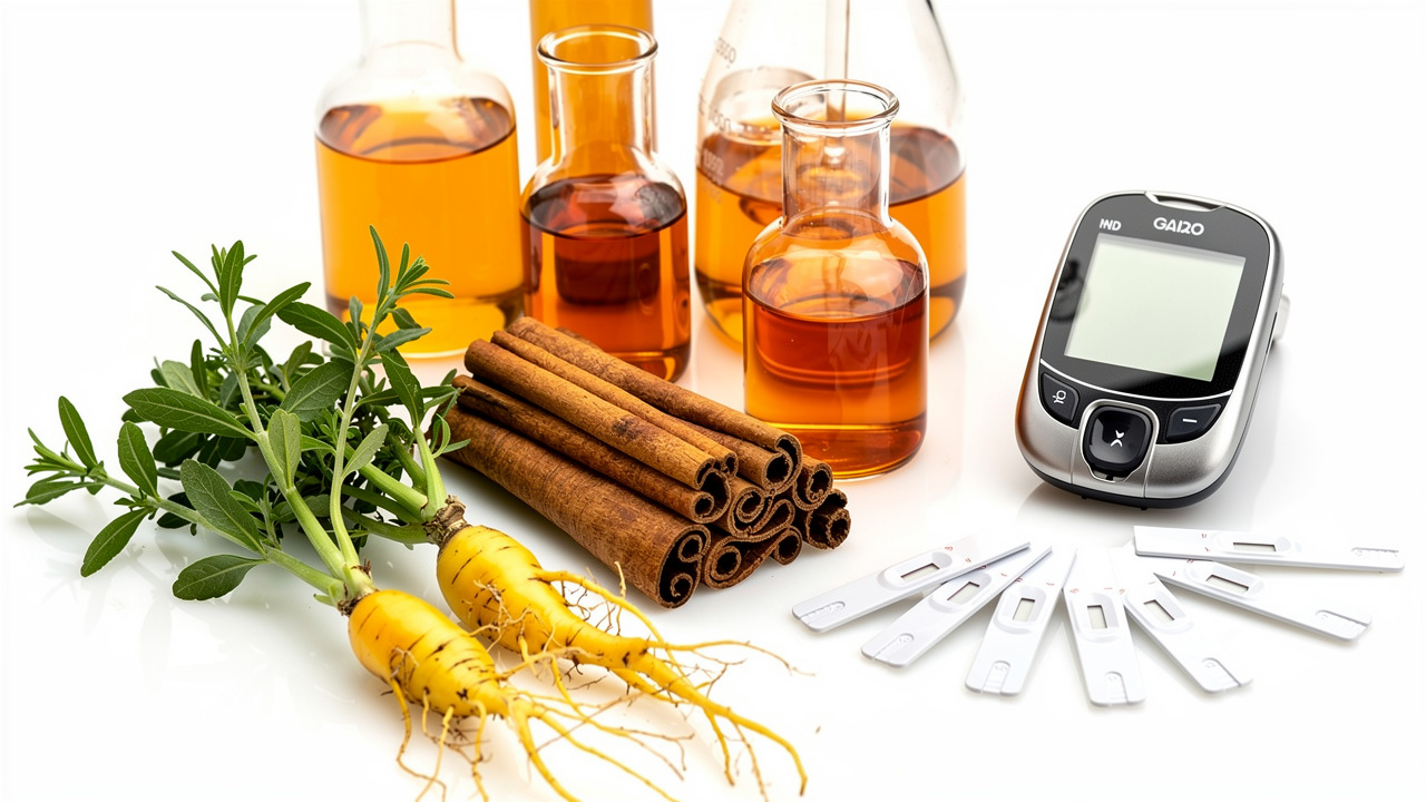 Clinical research setup with berberine botanicals and testing equipment