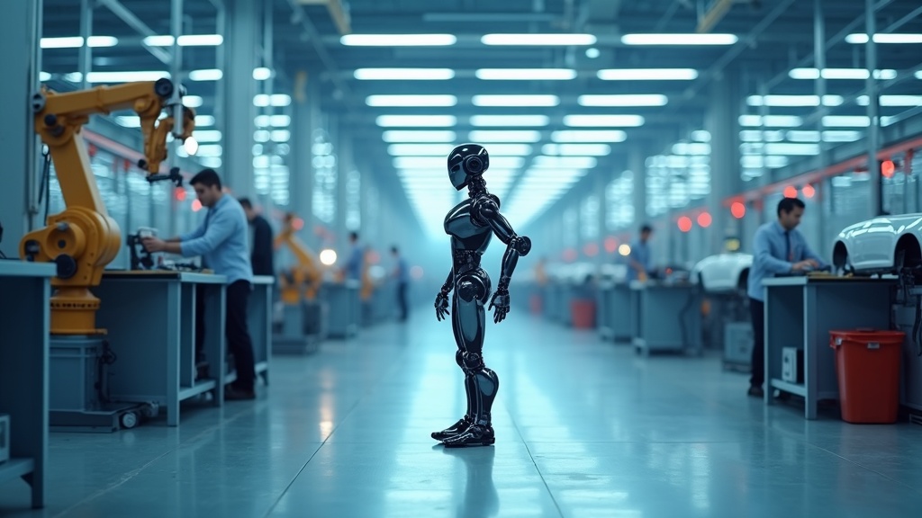 Robot Humanoide Atlas Industrial trabajando en una línea de montaje