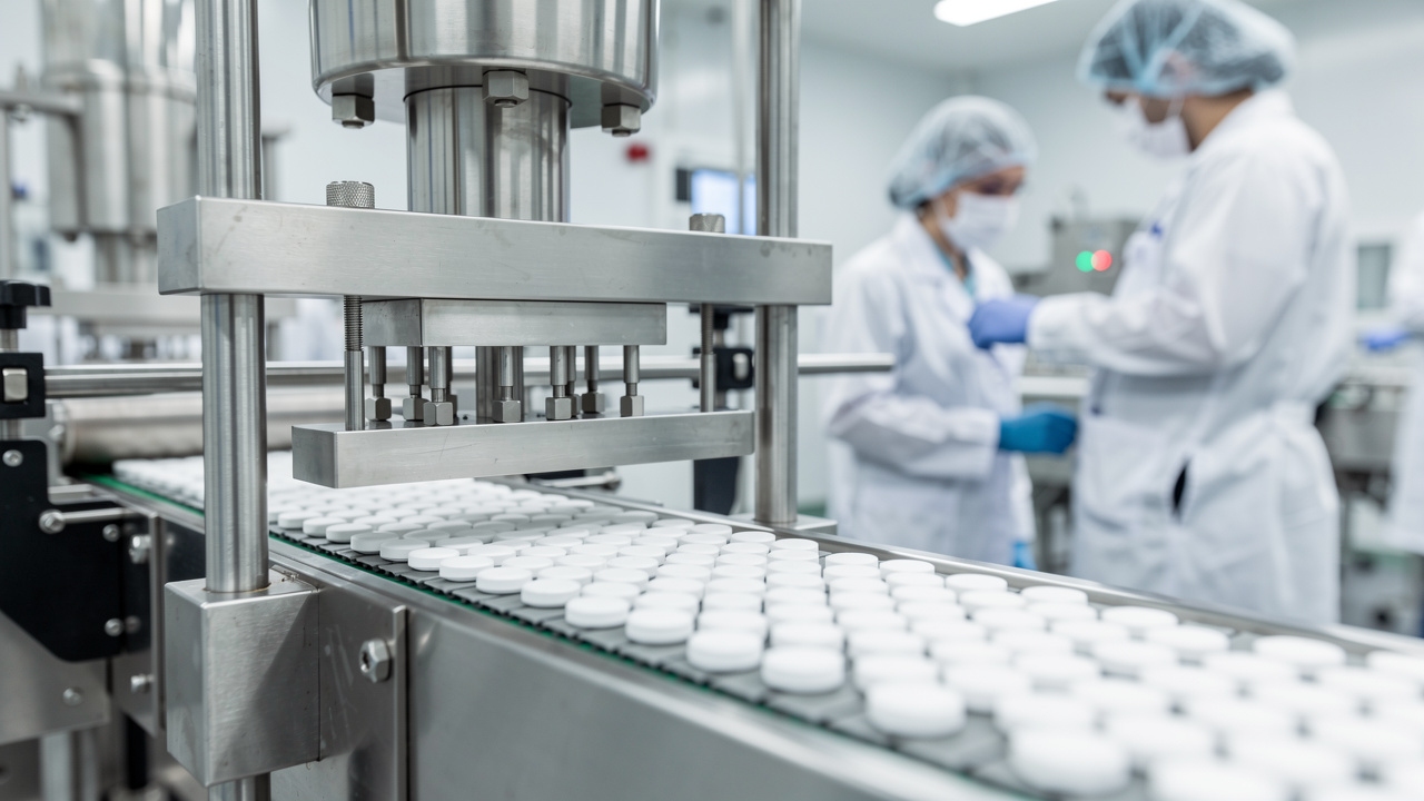 Clean pharmaceutical manufacturing facility with quality controls
