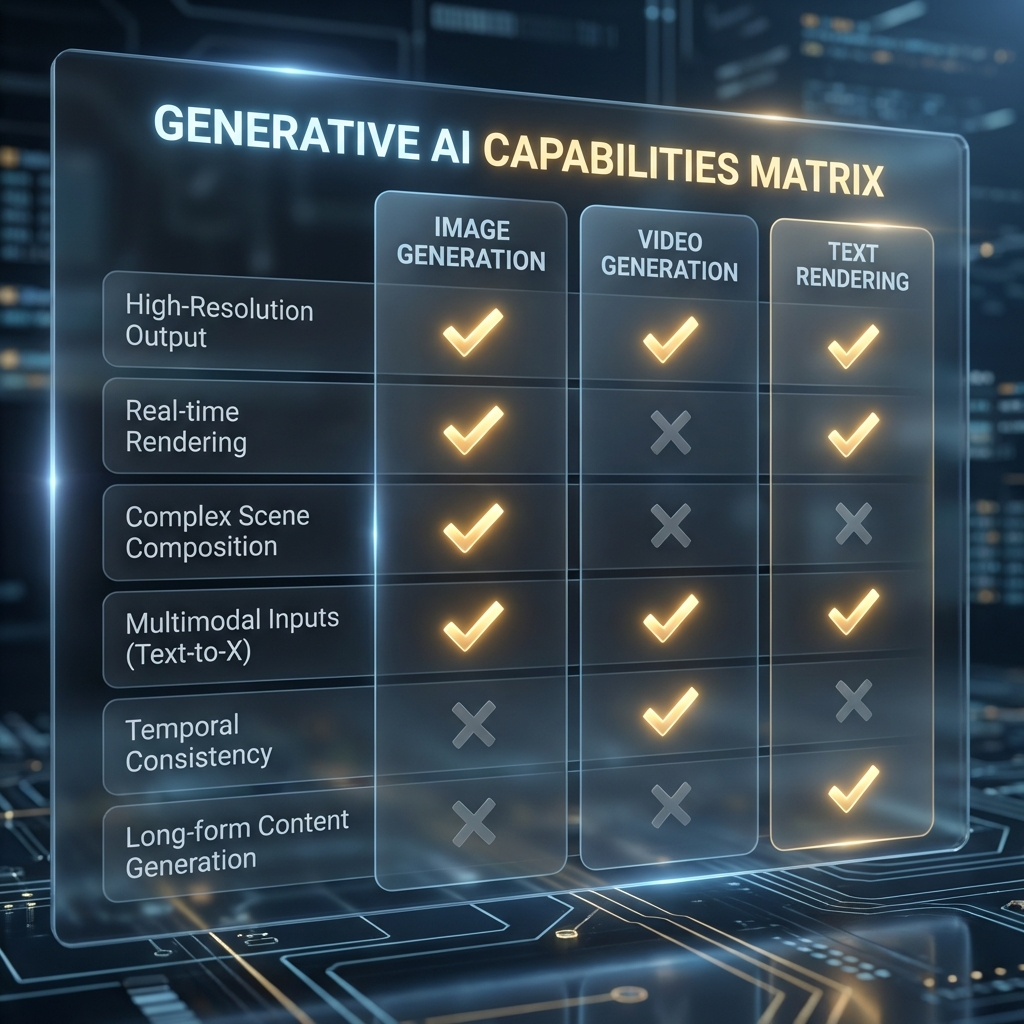 Feature comparison table between AI creative platforms