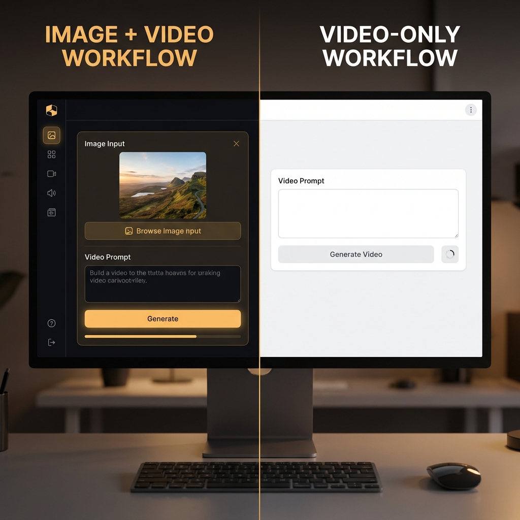 Image plus video generation workflow comparison between platforms