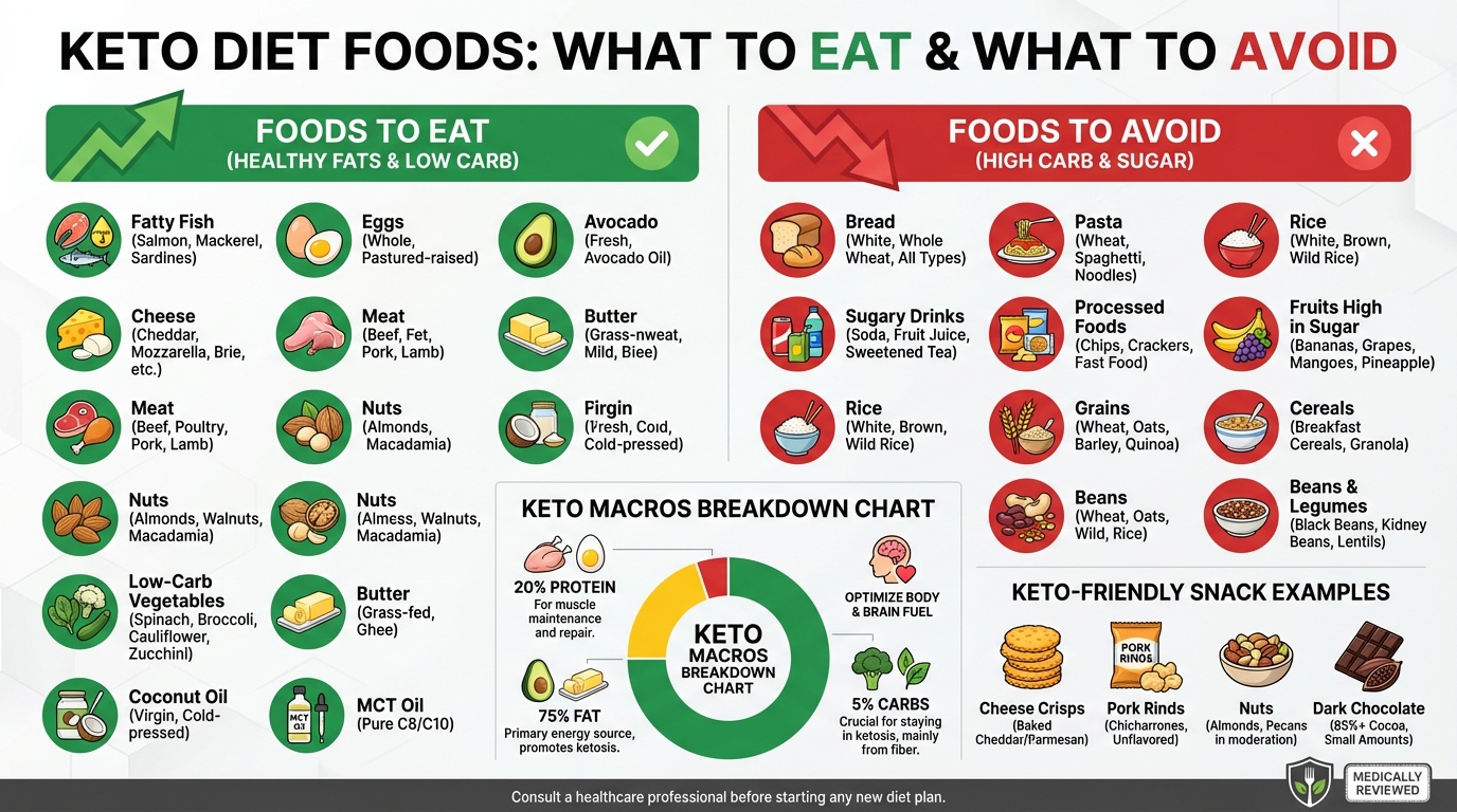 Keto diet foods on a table