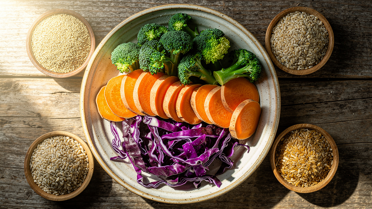 Nutrient-dense chromium-rich vegetables and whole grains