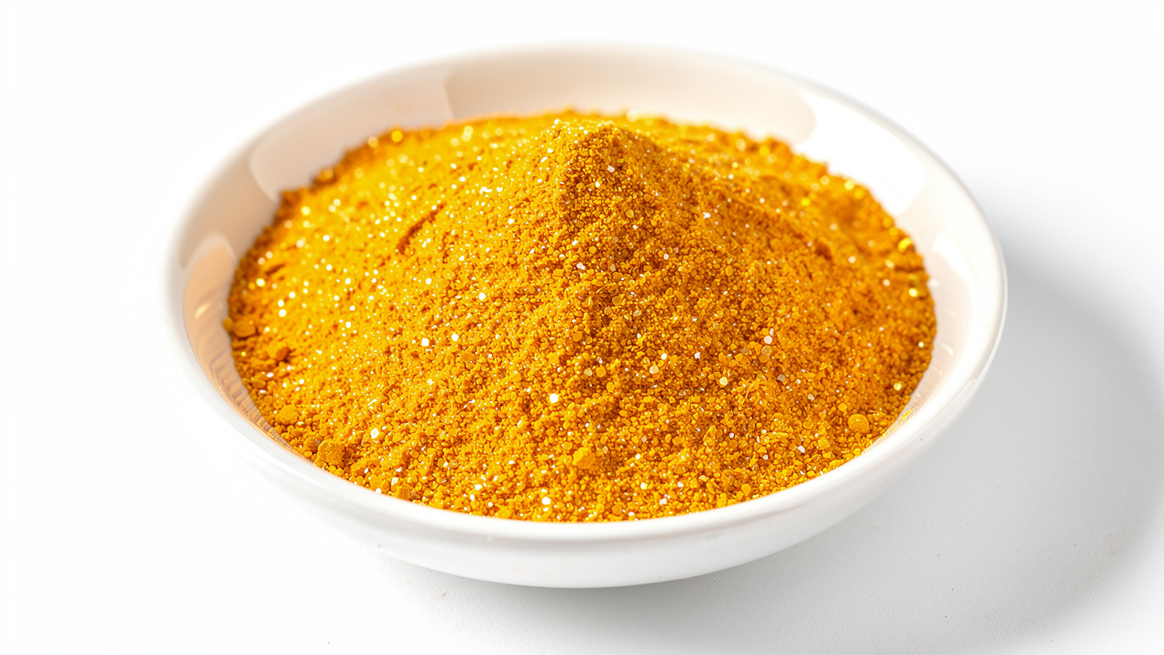 Berberine alkaloid powder displayed in close-up detail