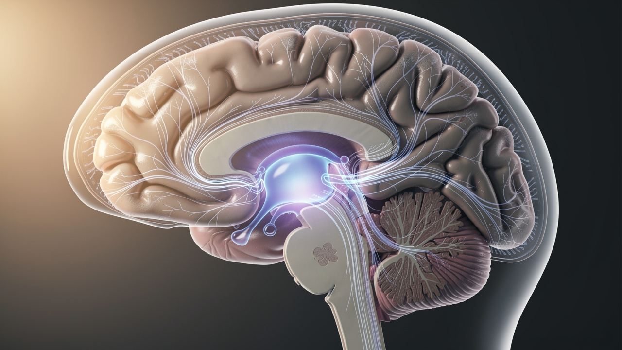 Brain anatomy highlighting the hypothalamus region
