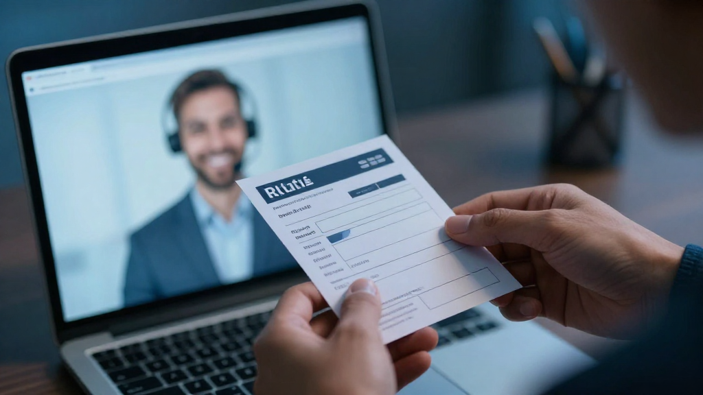Customer receiving a prepaid return label via email on a laptop screen