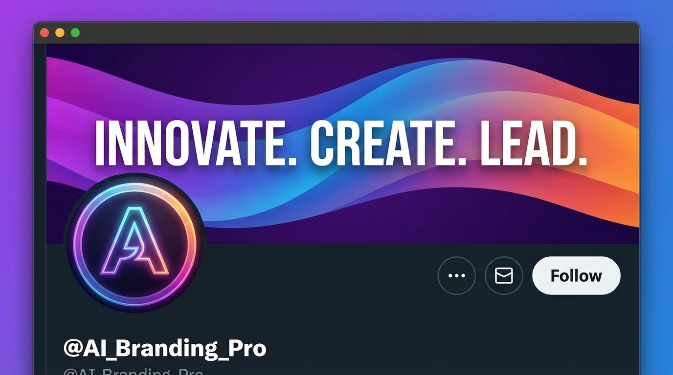 AI-generated Twitter banner with bold typography and gradient graphics for professional branding