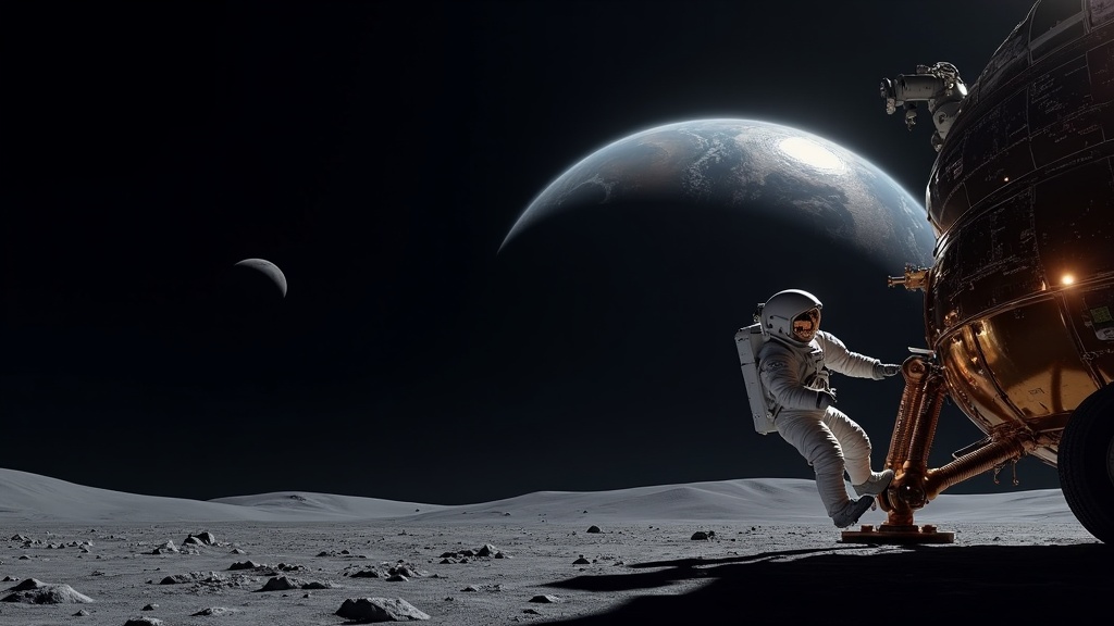 Astronauta realizando un paseo espacial sobre la Tierra en El simulador Artemis VR de la NASA