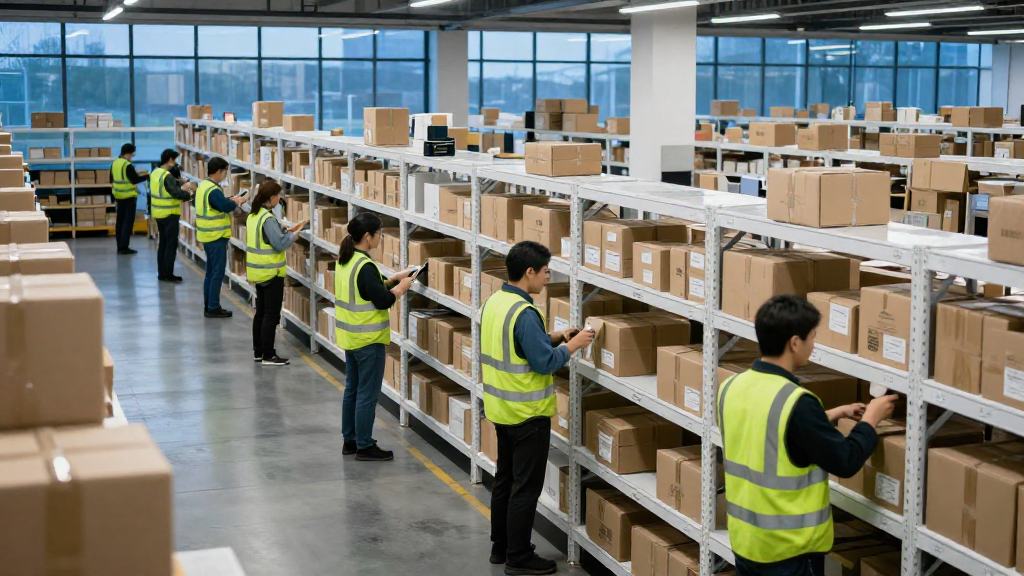 E‑commerce fulfillment center at dawn