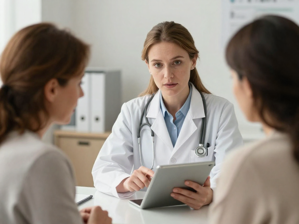 Clinician reviewing care plan with patient Clinician reviewing care plan with patient