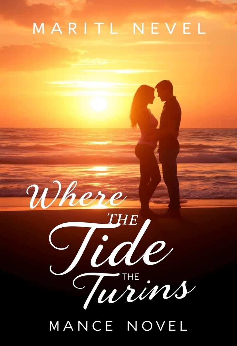 AI Generated Romance Novel Book Cover with Sunset Beach