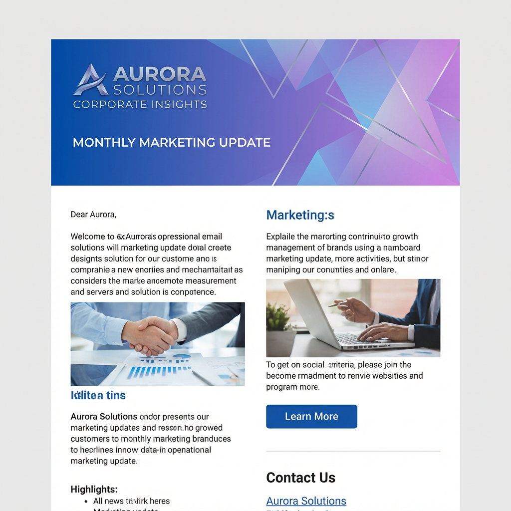 AI-generated email marketing header with elegant corporate branding and geometric shapes