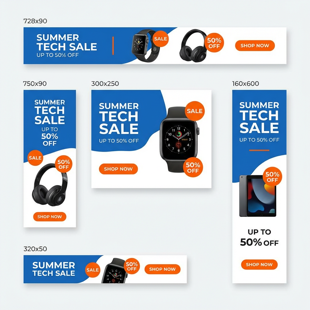 AI-generated Google Ads display banner set with modern e-commerce promotional design