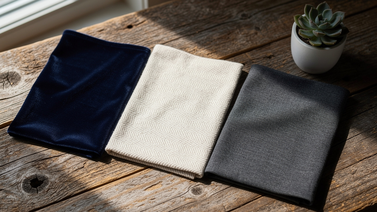 Selection of quality upholstery fabric swatches for loose covers