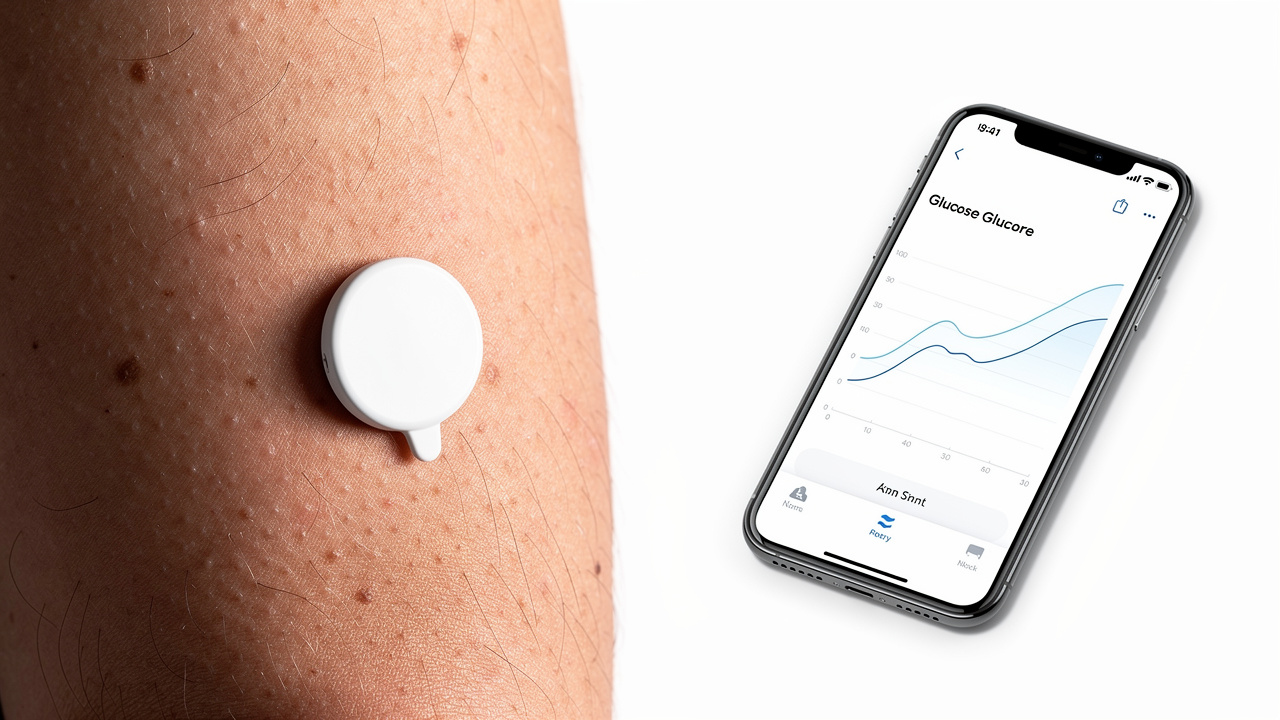 Continuous glucose monitor showing stable blood sugar readings
