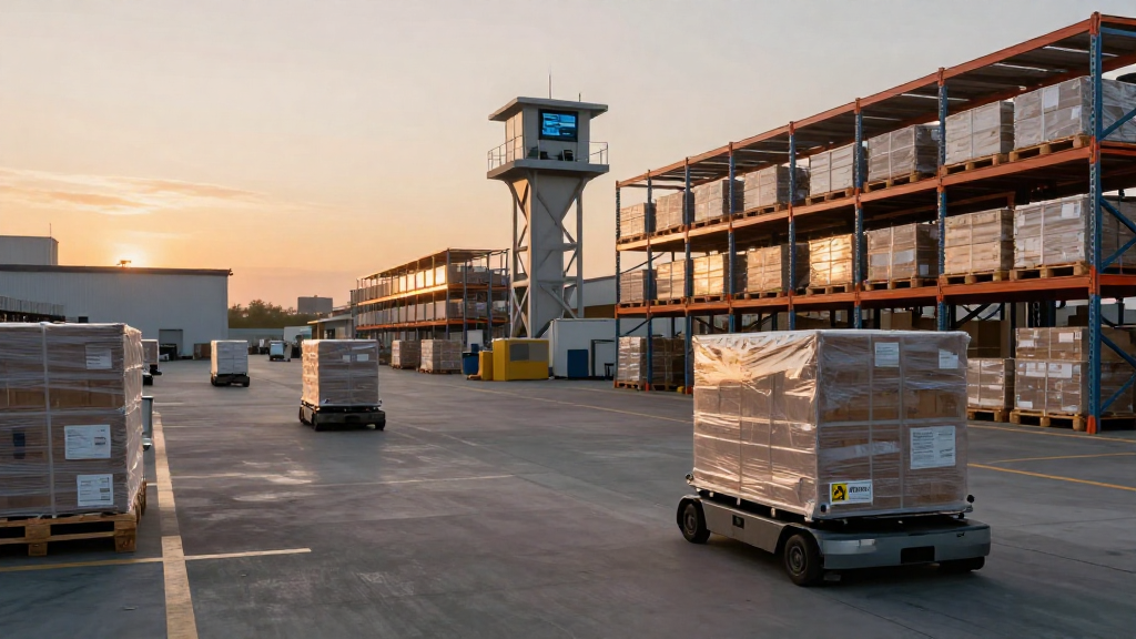 Logistics hub with autonomous guided vehicles