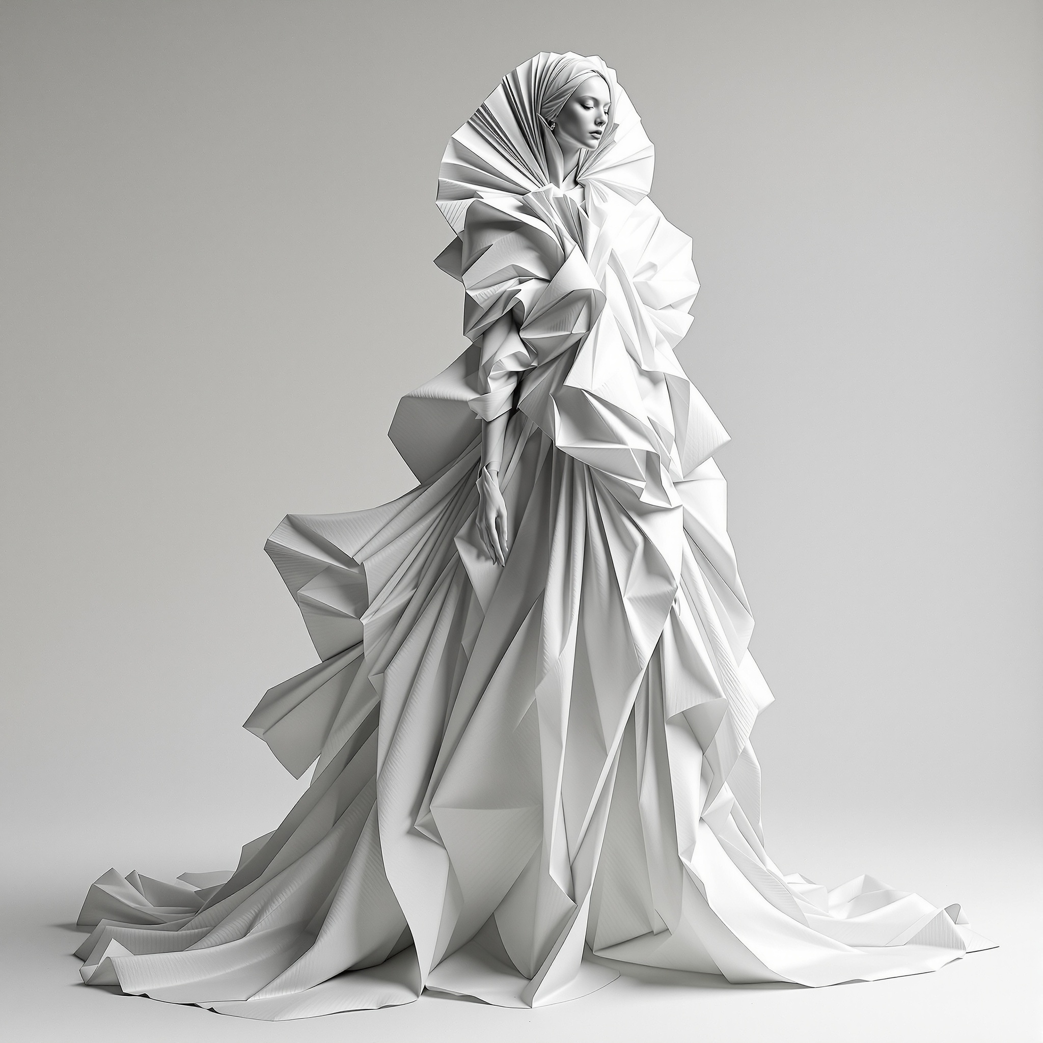 Avant-Garde Fashion Design with Sculptural Elements