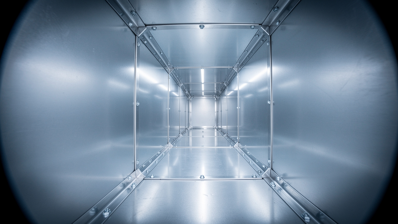 Professionally cleaned air duct interior view