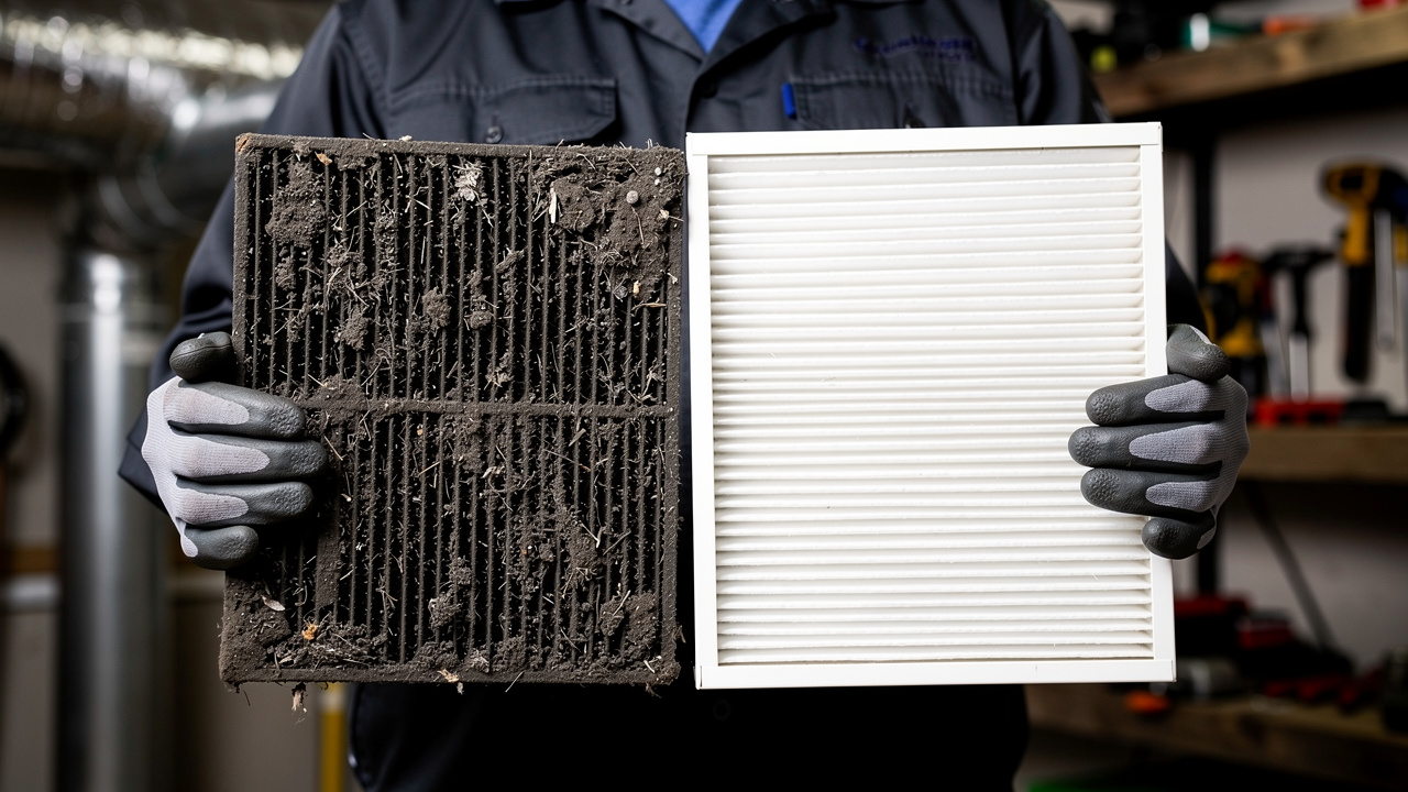 Comparison of dirty and clean air filters