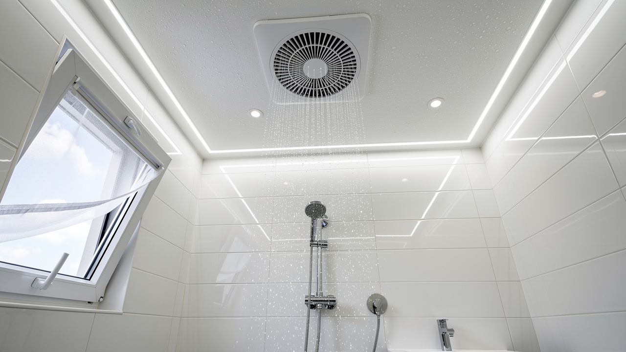 Well-ventilated bathroom with moisture control