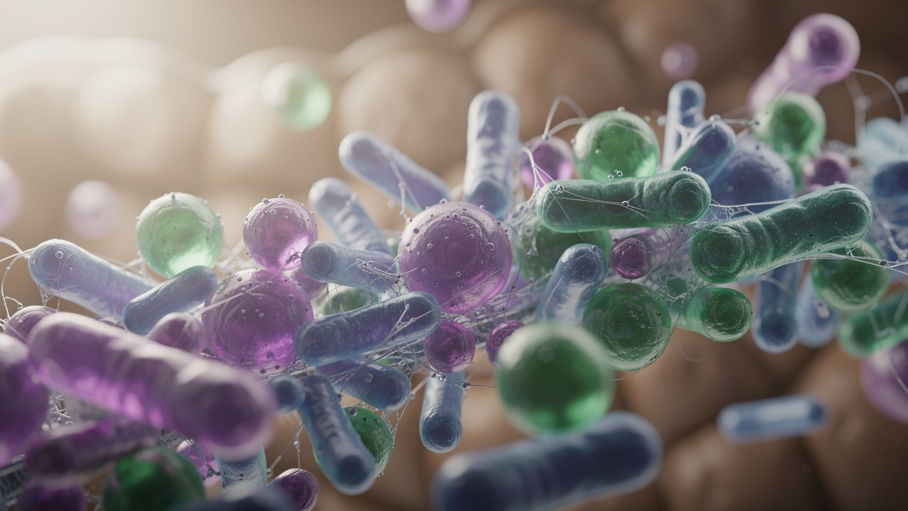 Diverse gut microbiome bacteria illustration