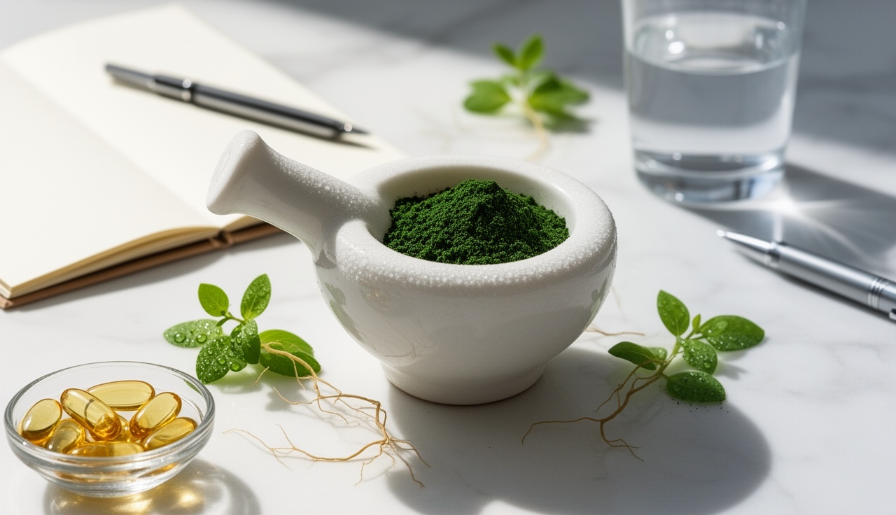 Organized supplement protocol with ashwagandha and L-theanine