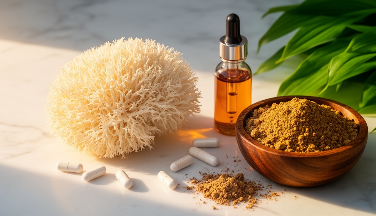 Various forms of lion's mane supplements and extracts