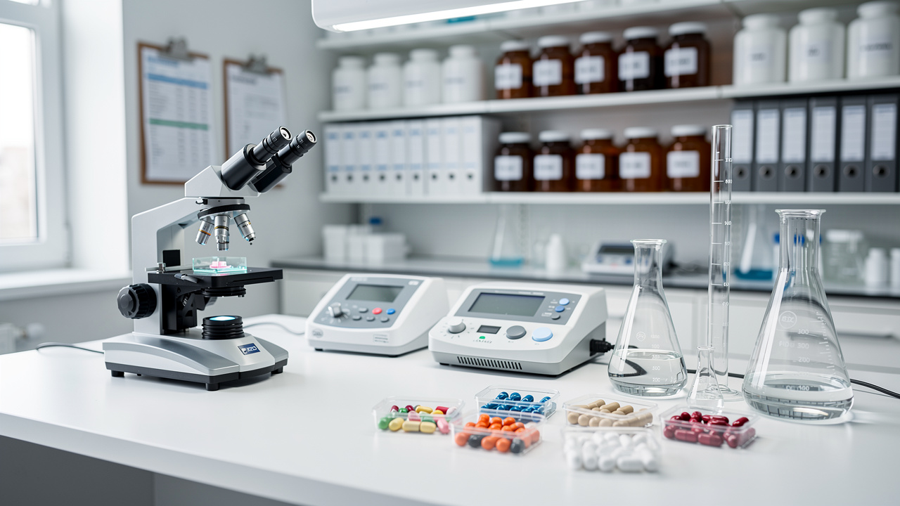 Quality control testing in pharmaceutical laboratory