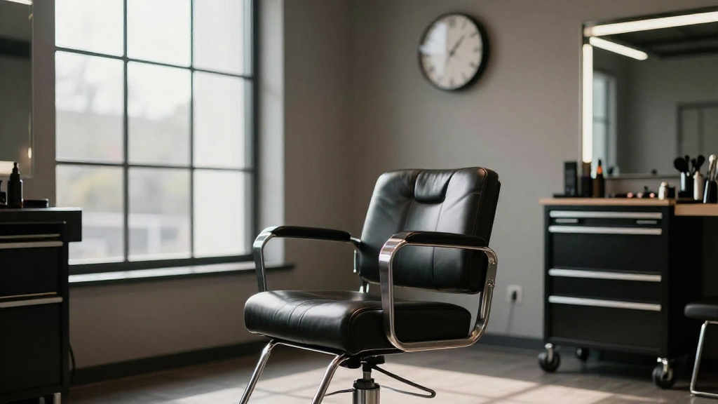 Empty salon chair with daylight streaming in