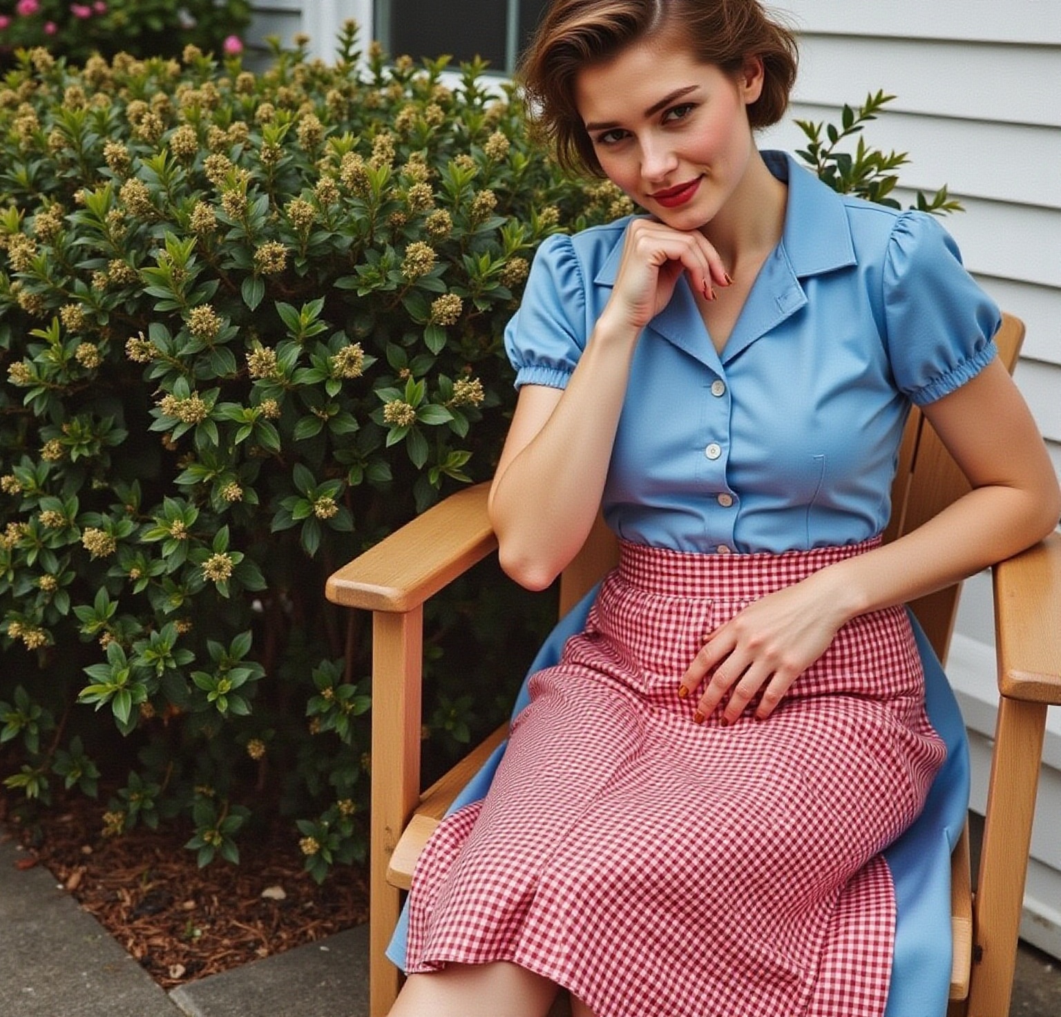 1950s-housewife-sitting-legs-crossed-gingham-half-x7lidinyvt