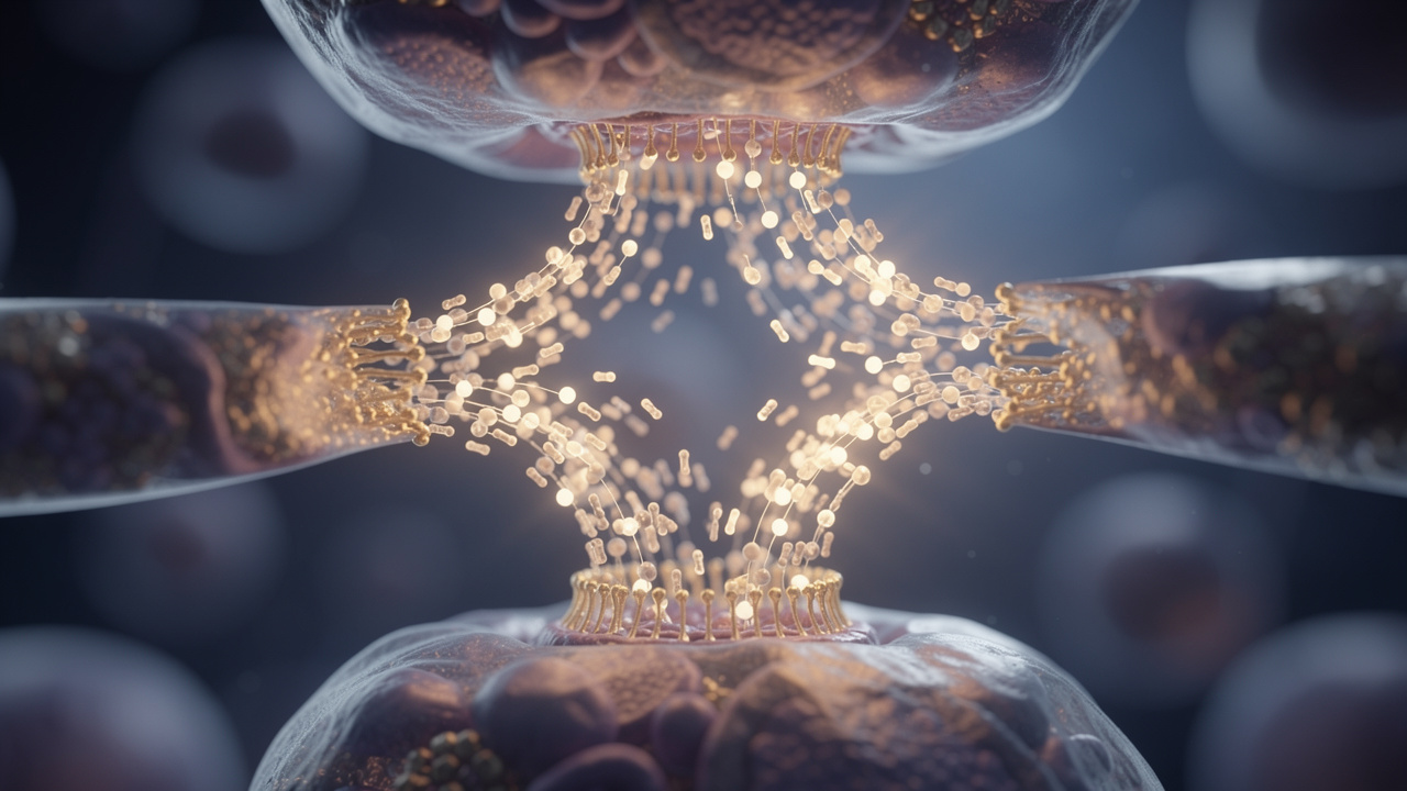 Neural synapse showing acetylcholine neurotransmitter activity