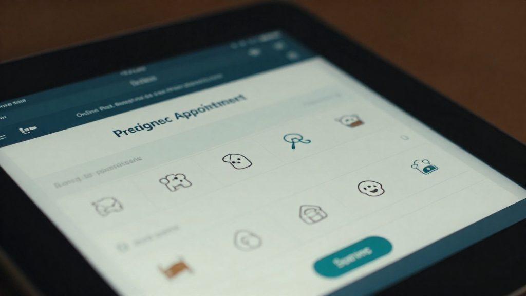Online pet grooming appointment form on a tablet