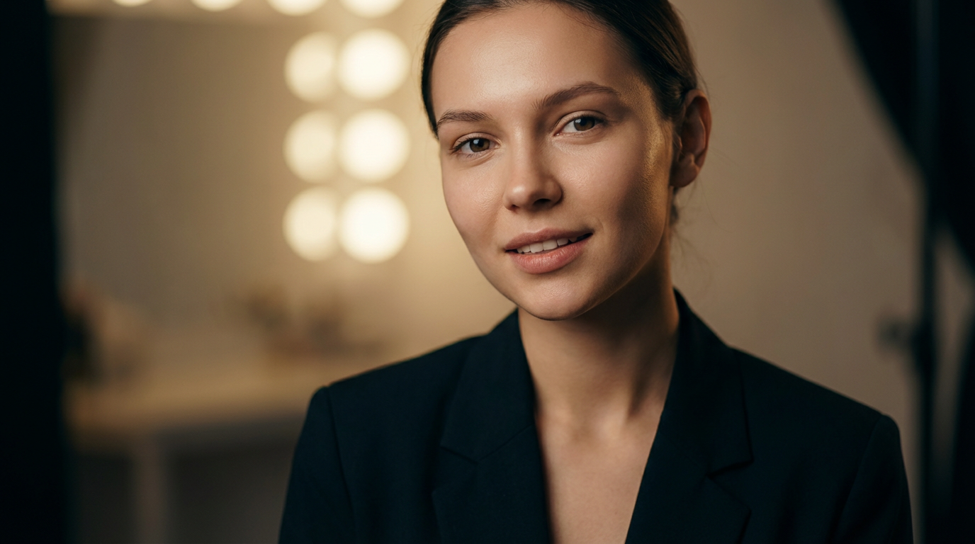 Ultra-realistic AI-generated portrait with studio lighting and soft bokeh background, professional headshot quality