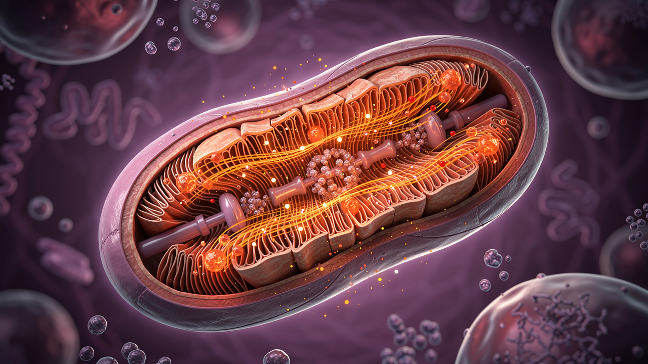 Mitochondria producing cellular energy through ATP
