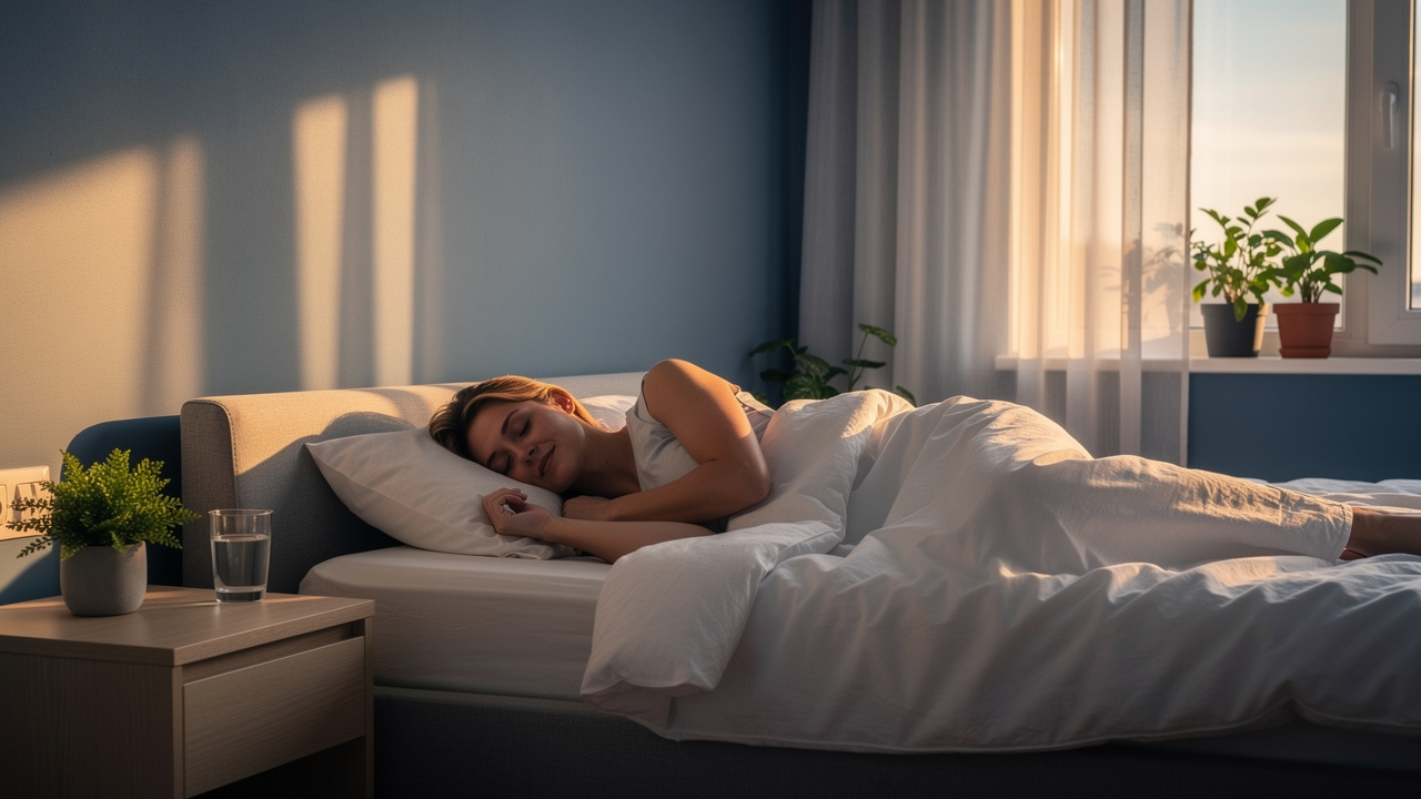 Person sleeping peacefully in morning light