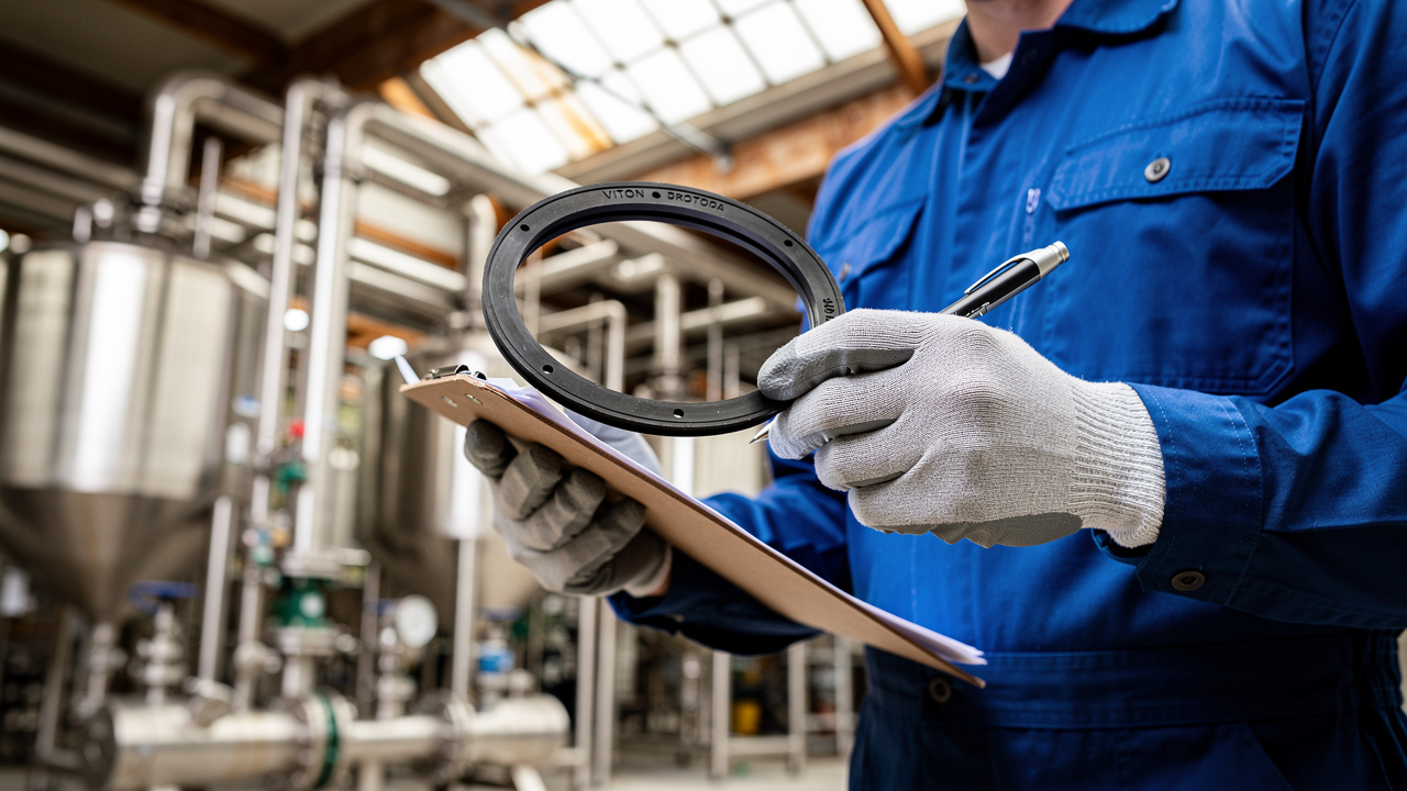 Engineer selecting optimal gasket material for application