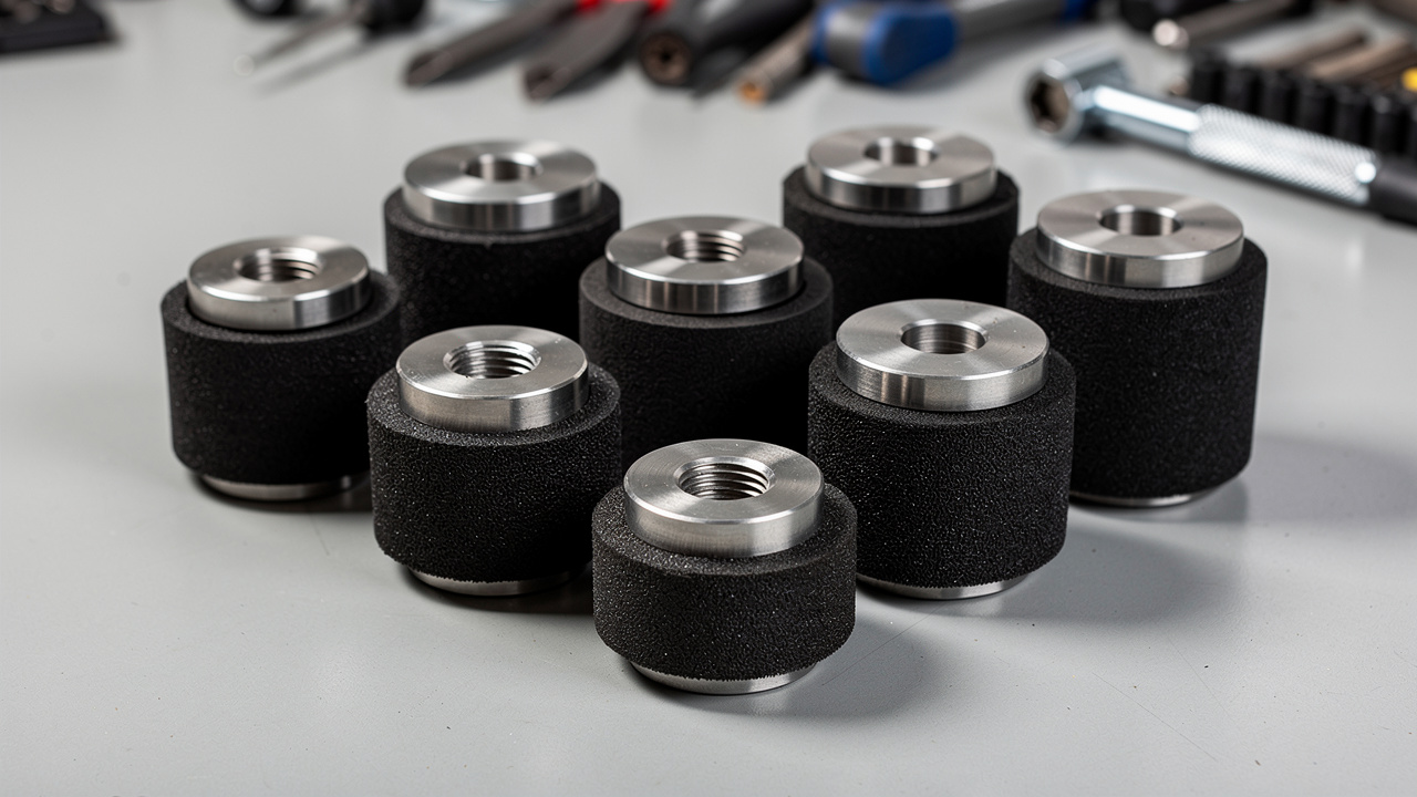 Neoprene rubber mounts with bonded steel inserts